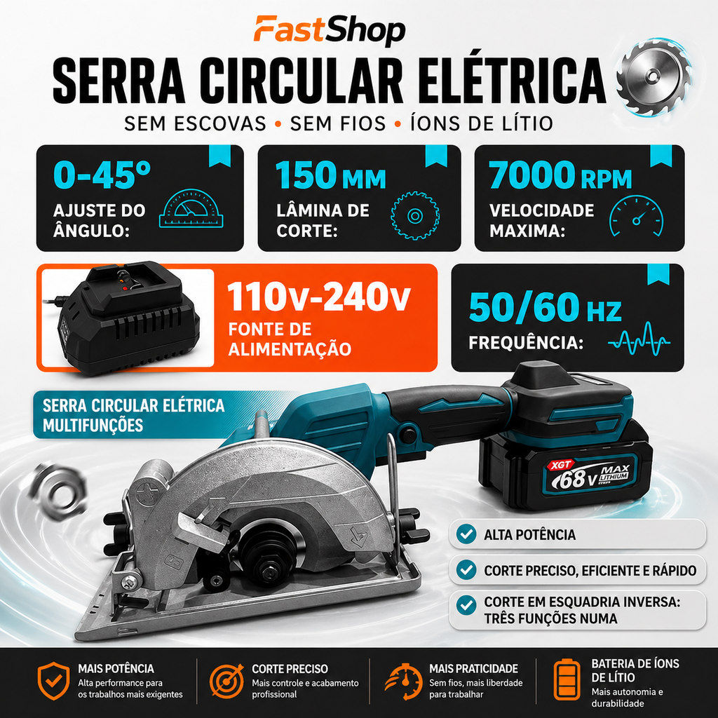 Kit de Ferramentas Brushless 68V – Alto Torque, Alta Performance e Durabilidade